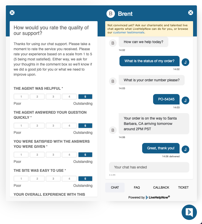 post-chat survey