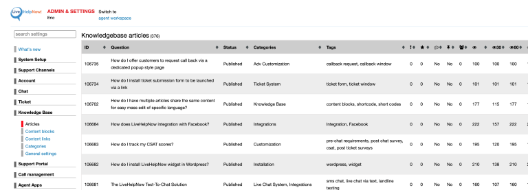 LiveHelpNow Knowledge Base Tool Moves to Admin Workspace